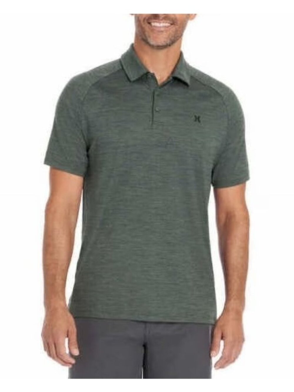 NWT Hurley Men's XL Performance Polo Shirt Green Moisture-Wicking Stretch UPF 50